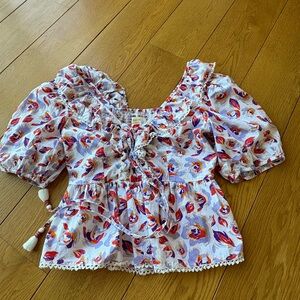 Anthropologie Maeve Floral Ruffled Blouse